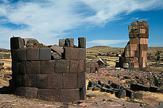 埋葬,塔,人,文化,高处,湖,靠近,普诺,印加,15世纪,秘鲁,南美