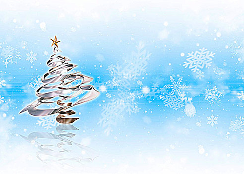 金属,圣诞树,雪花,背景