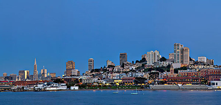 全景,城市,码头,看,渔人码头,旧金山,加利福尼亚,美国,大幅,尺寸