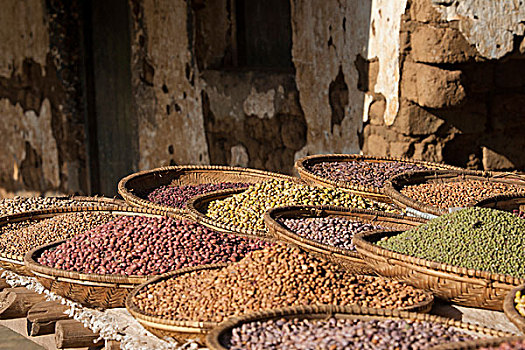 多样,干燥,豆类,篮子,市场,阿鲁沙,坦桑尼亚,非洲