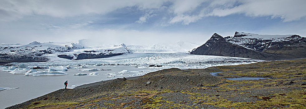 冰岛,冰,大块,冰河,泻湖,山,湖,远足