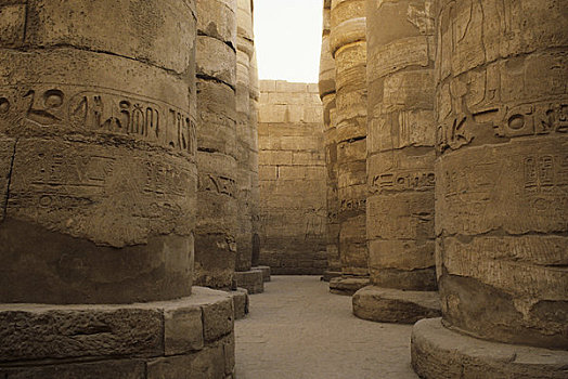 埃及,靠近,路克索神庙,卡尔纳克神庙,古老,象形文字,庙宇,柱子