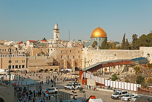 圆顶清真寺,哭墙,寺庙,老城,耶路撒冷,以色列,亚洲