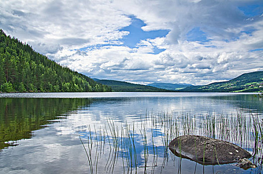 风景,湖,南方,挪威,欧洲