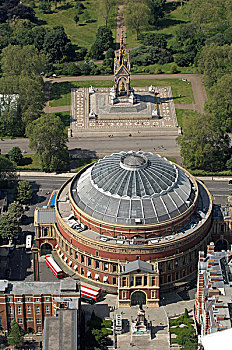 皇家艾伯特大厅,伦敦,英国,航拍