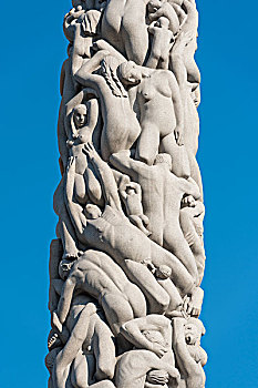 花冈岩,人,独块巨石,古斯塔夫-维格朗,雕塑,公园,奥斯陆,挪威,欧洲