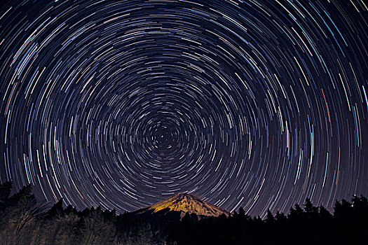 山,富士山,极地,星星