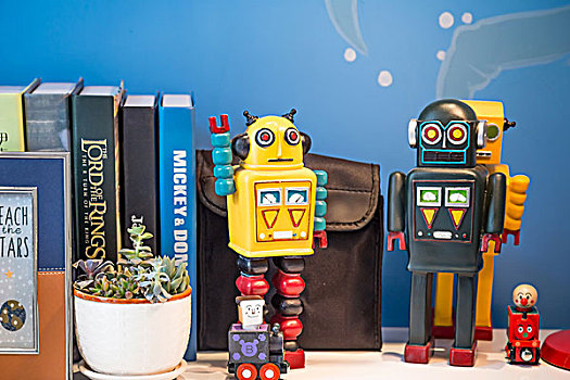 玩具,机器人,儿童,书桌