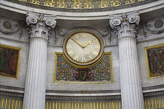 仰视,钟表,市政厅,都柏林,爱尔兰