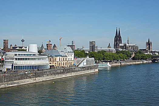城市风光,巧克力,博物馆,科隆大教堂,莱茵河,堤岸,科隆,北莱茵威斯特伐利亚,德国,欧洲