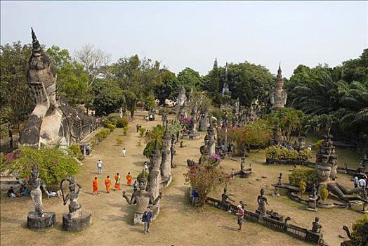 航拍,佛教,雕塑,靠近,万象,老挝,东南亚