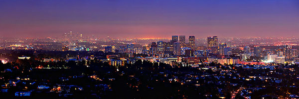 洛杉矶,夜晚,城市,建筑
