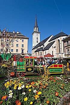 市政厅广场,教区,教堂,复活节,市场,菲拉赫,卡林西亚,奥地利