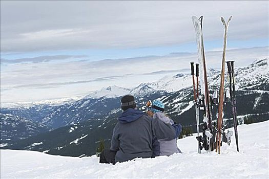 伴侣,休息,滑雪,加拿大