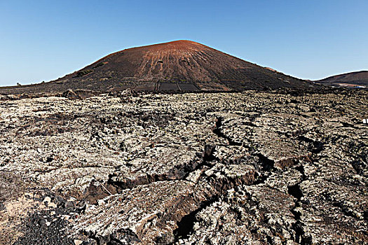 火山,熔岩原,兰索罗特岛,加纳利群岛,西班牙,欧洲