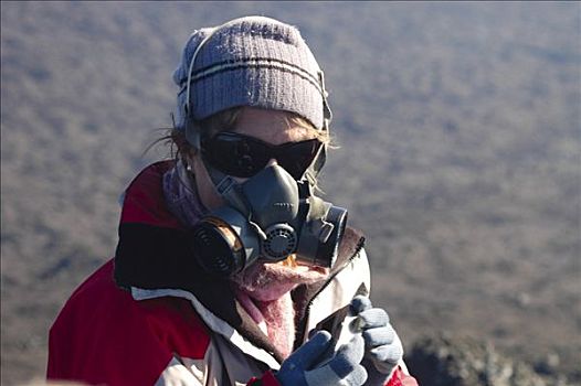 防毒面具,烟气,火山,巴塔哥尼亚,智利
