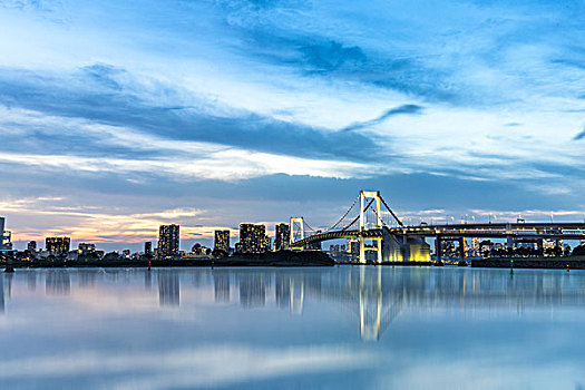 市区,东京,靠近,桥,日出