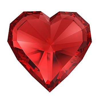 红色,钻石,心形,隔绝,白色背景