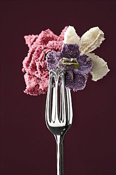 糖渍,食用花卉,拿,钳子,玫瑰,紫罗兰,茉莉