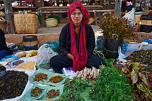 店员,市场货摊,缅甸,亚洲