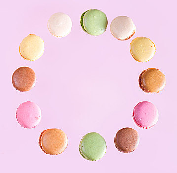 蛋白杏仁饼干,饼干,粉色,彩色,落下,粉色背景