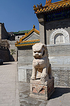 中国,北京,长城,居庸关,山,庙宇,广告,明代,狮子,雕塑,院落,世界遗产