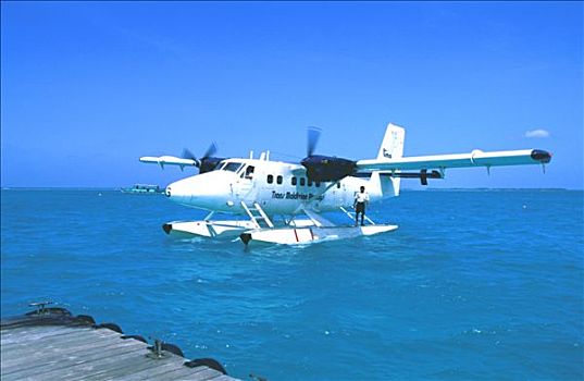 马尔代夫,环礁,水上飞机,到达