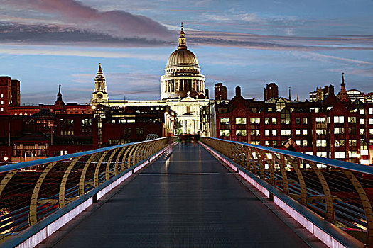 伦敦,大教堂,千禧桥,泰晤士河,英国