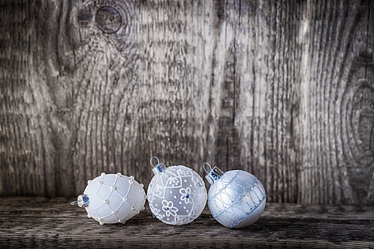白色,圣诞节,彩球,木质背景