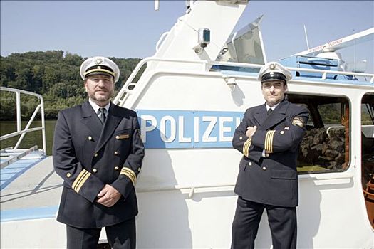 港口,巡逻,警察,船,运河,靠近,巴伐利亚,德国,欧洲