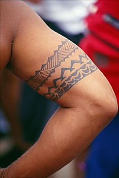 法属玻利尼西亚,塔希提岛,特写,手臂,展示,纹身