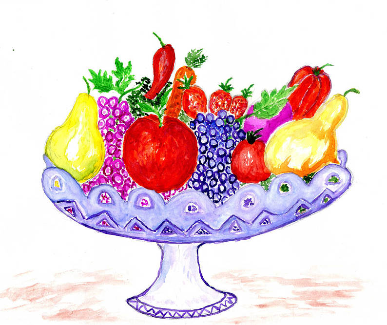 水果,花瓶,不同,装饰,水彩,插画_高清图片_全景视觉
