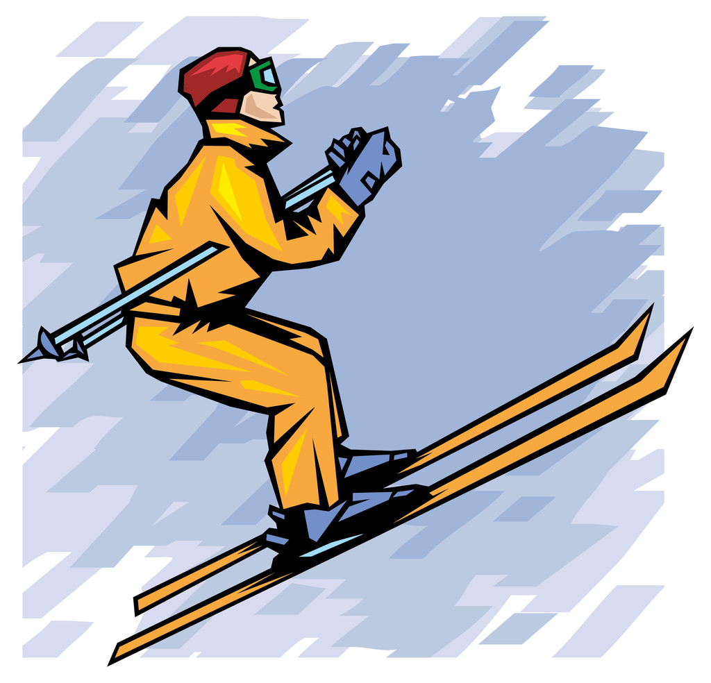 滑雪跳台漫画图片
