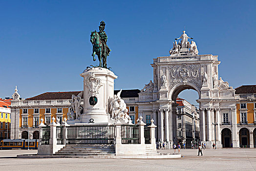 凯旋门,骑马雕像,国王,葡萄牙,欧洲