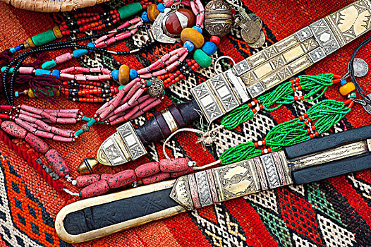 东方,饰品,华丽,刀,地毯,露天市场,集市,摩洛哥,非洲