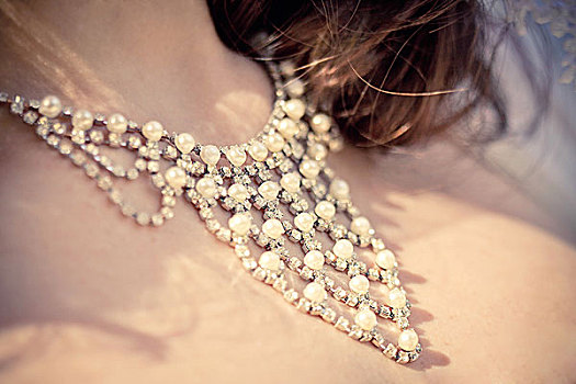 项链,珍珠,颈部,新娘