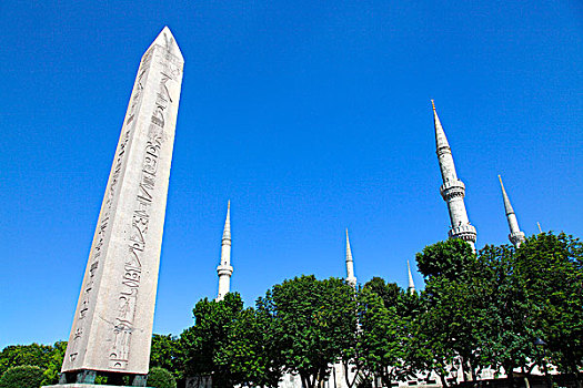 土耳其,伊斯坦布尔,市区,地区,藍色清真寺,方尖塔,蓝色清真寺,清真寺