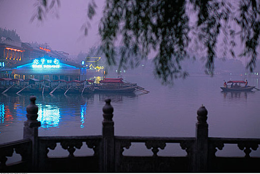 水岸,黄昏,北京,中国