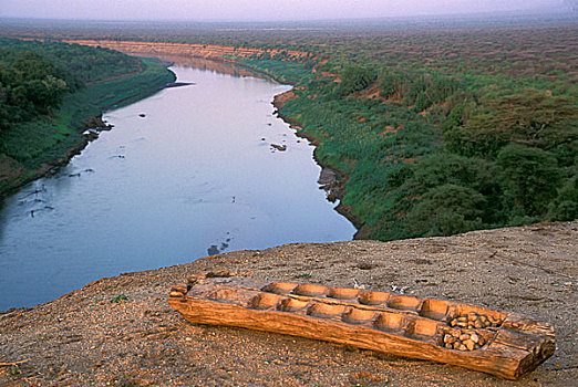 游戏,棋盘,坐,悬垂,高处,奥莫河,靠近,乡村,埃塞俄比亚