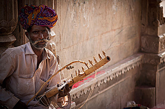 男人,头像,乐器,印度