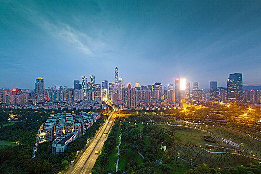 中国广东深圳福田都市夜景