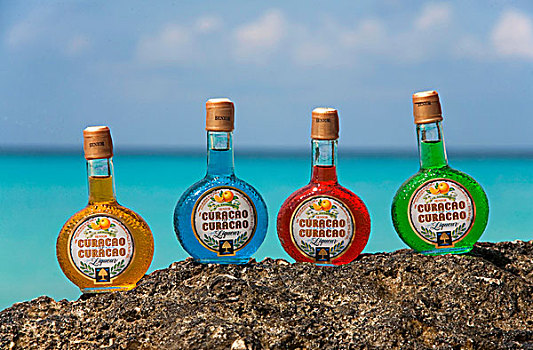 瓶子,彩色,利口酒,蓝色,威廉斯塔德,荷兰,安的列斯群岛,加勒比