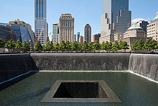 911事件,纪念,北方,水池,世界,交易,中心,场所,曼哈顿的市中心,纽约,美国