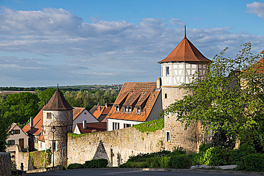 城墙,圆,塔,弗兰克尼亚,巴伐利亚,德国,欧洲