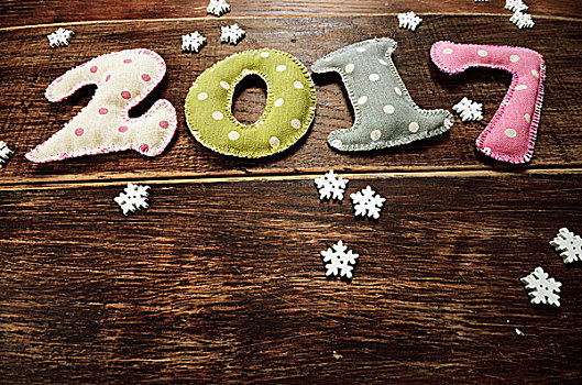新年,装饰,糖,雪花,木桌子