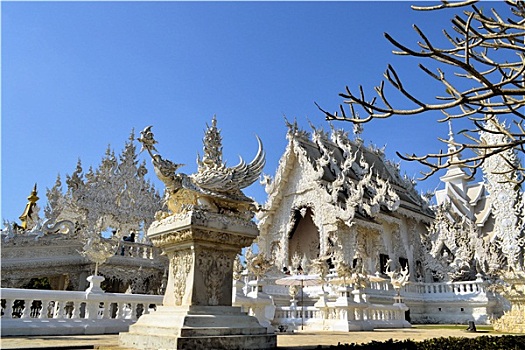漂亮,白色,庙宇,清莱,泰国