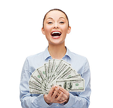 商务,钱,概念,笑,职业女性,美元
