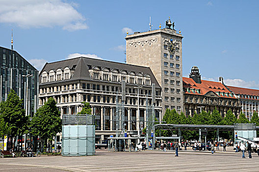 塔,高层建筑,建筑,莱比锡,萨克森,德国,欧洲