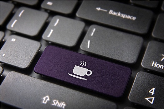 紫色,咖啡杯,键盘,按键,食物,背景