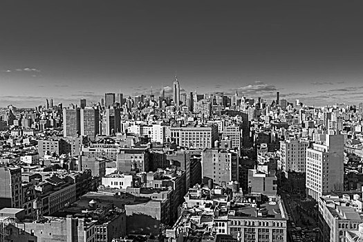 美国,纽约,四月,曼哈顿,天际线,航拍,摩天大楼,照相